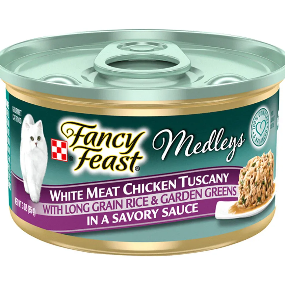 Fancy Feast Medleys White Meat Chicken Tuscany in Sauce Wet Cat Food, 3-oz case of 24