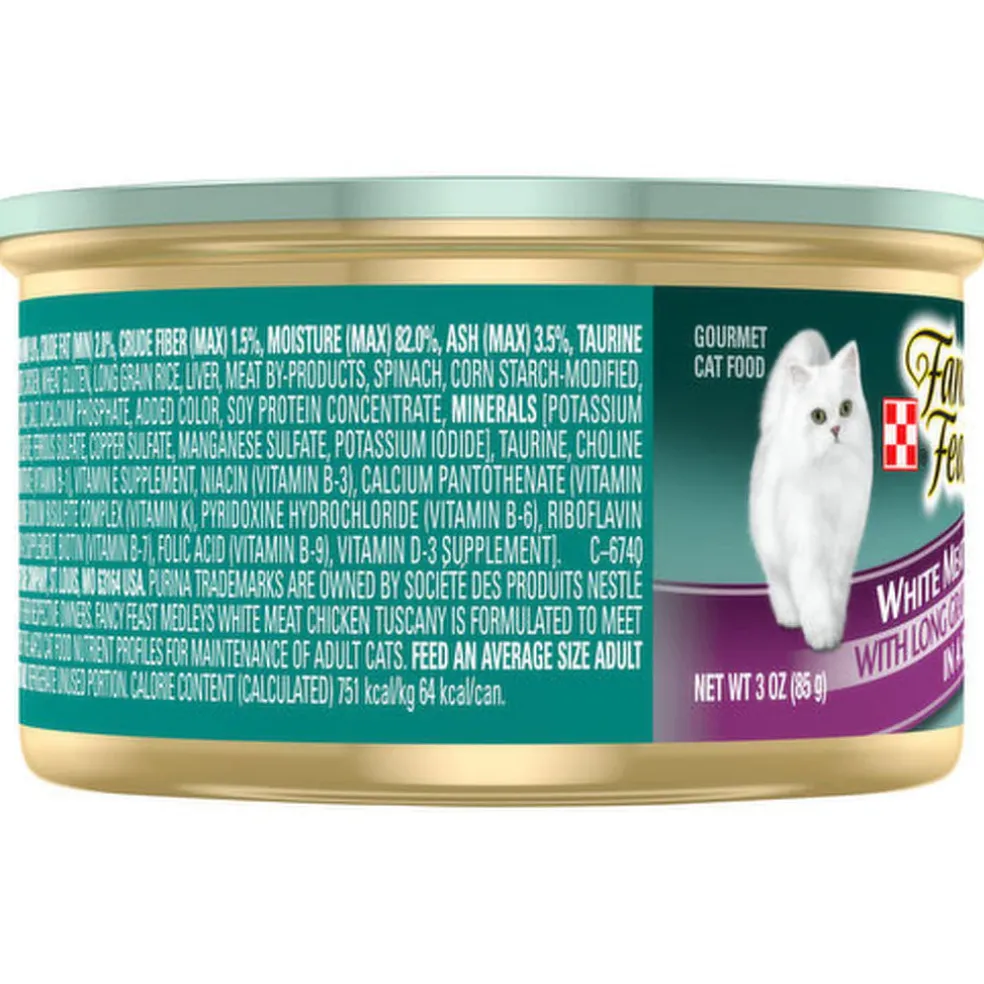 Fancy Feast Medleys White Meat Chicken Tuscany in Sauce Wet Cat Food, 3-oz case of 24