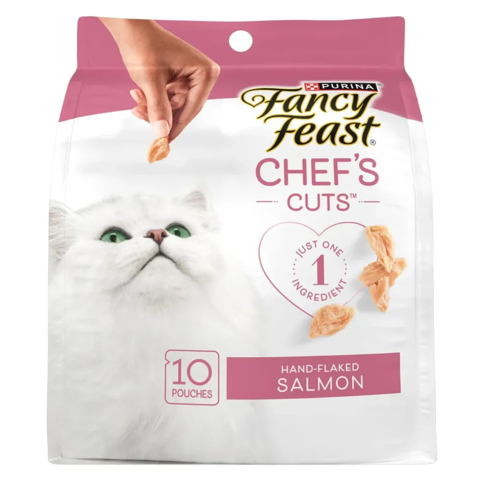 Fancy Feast Purely Natual Hand-Flaked Salmon Cat Treats (10 pouches)