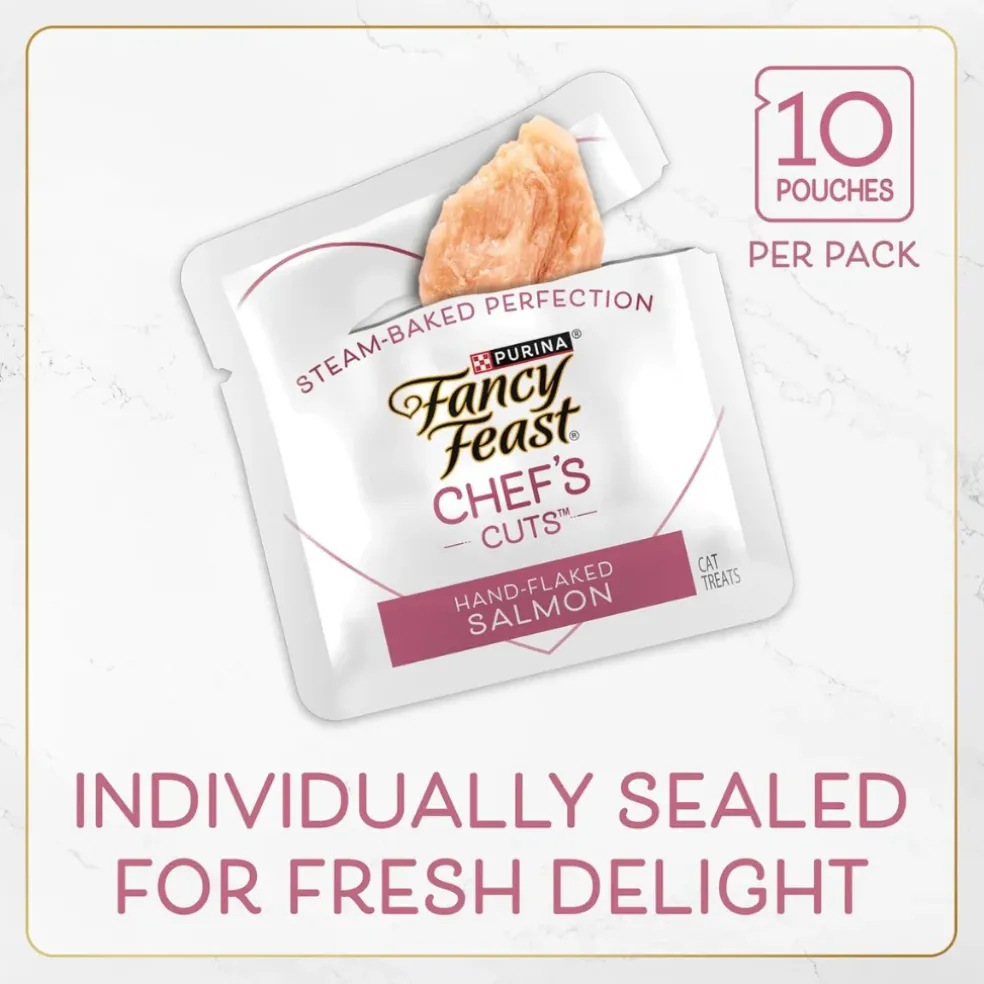 Fancy Feast Purely Natual Hand-Flaked Salmon Cat Treats (10 pouches)