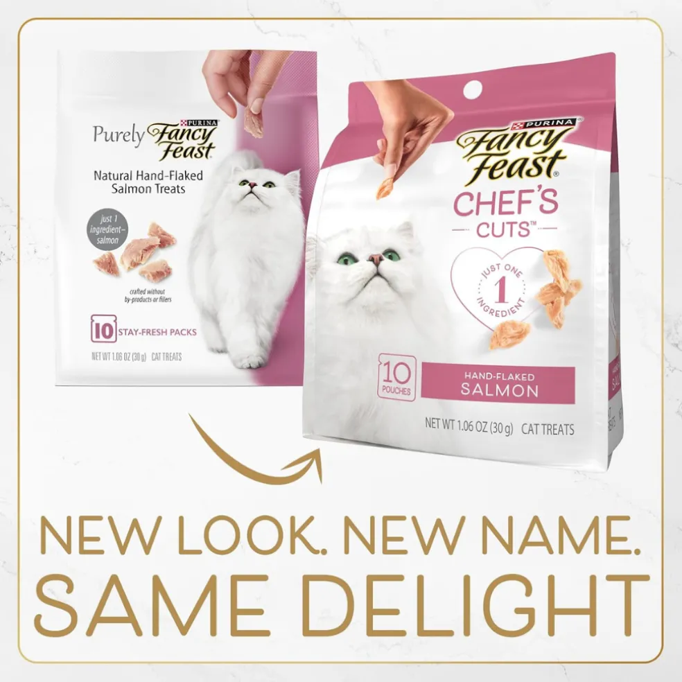 Fancy Feast Purely Natual Hand-Flaked Salmon Cat Treats (10 pouches)