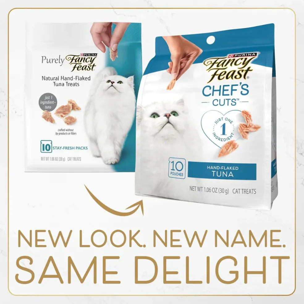 Fancy Feast Purely Natual Hand-Flaked Tuna Cat Treats (10 pouches)