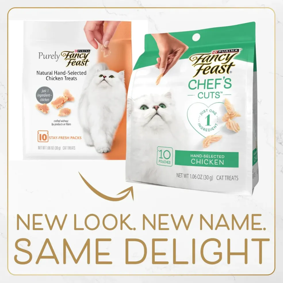 Fancy Feast Purely Natual Hand-Selected Chicken Cat Treats (10 pouches)