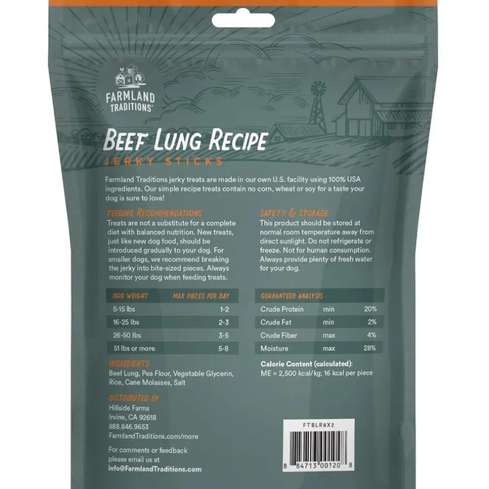 Farmland Traditions Simple Snacks Beef Lung Jerky Sticks Dog Treats (8.2 oz)