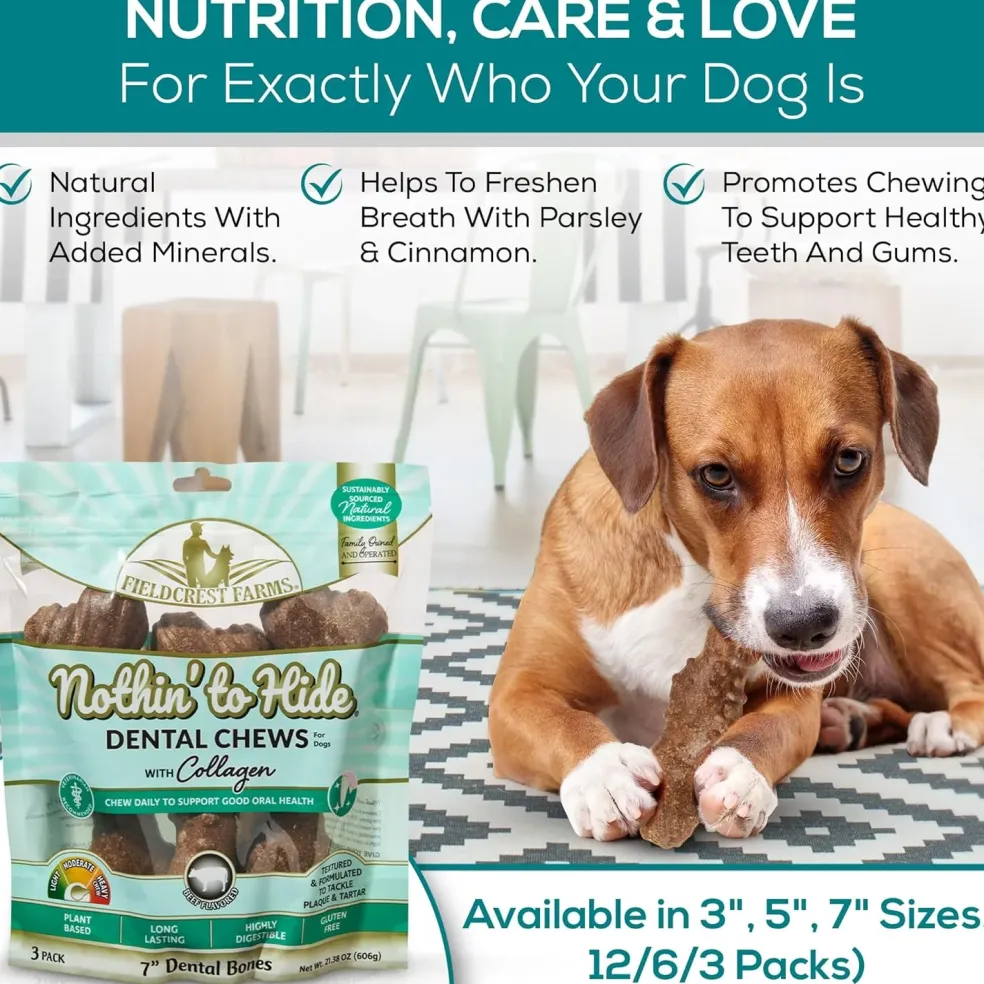 Fieldcrest Farms Nothin' to Hide Dental Wave Beef Dog Treat, 8-pack