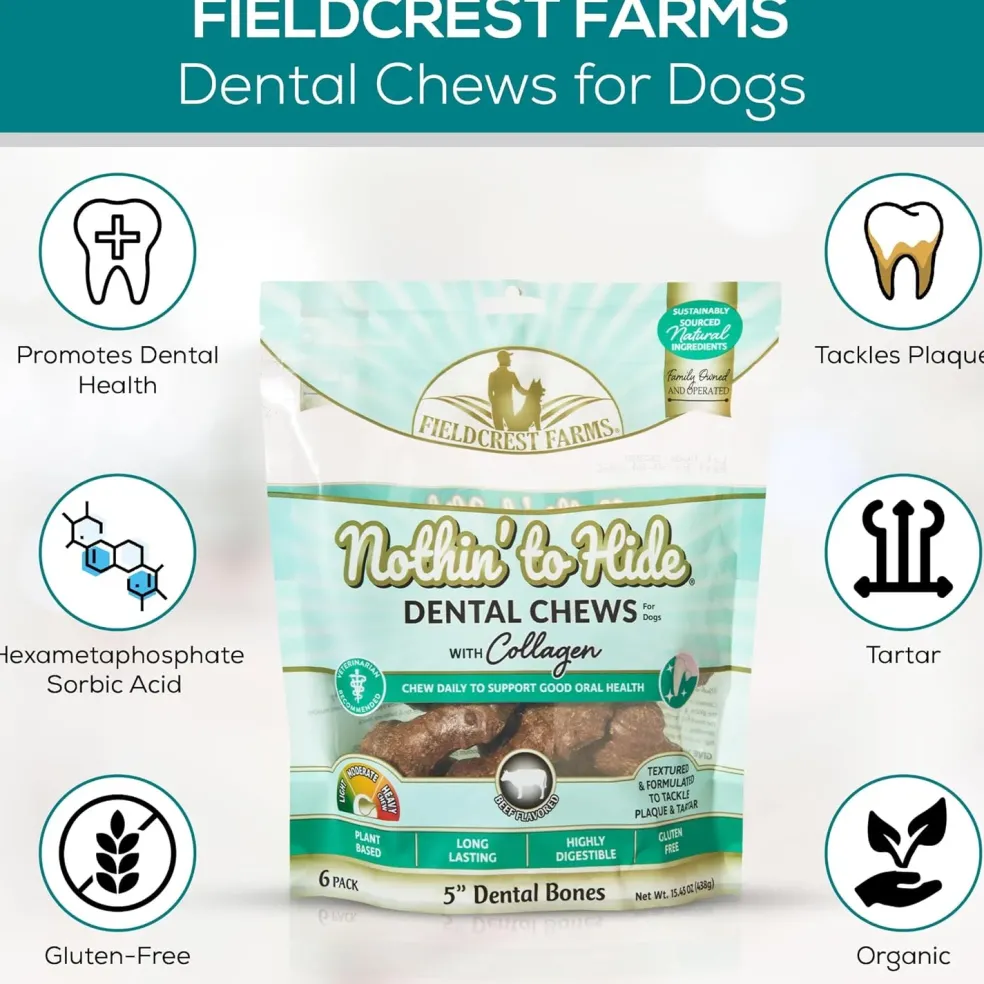 Fieldcrest Farms Nothin' to Hide Dental Wave Beef Dog Treat, 8-pack