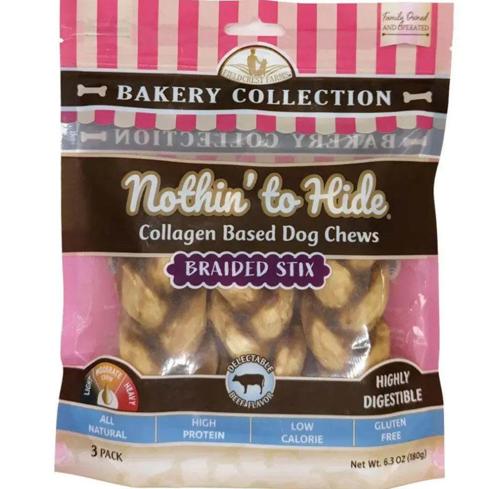 Fieldcrest Farms Nothin' to Hide Bakery Collection Braided Stix Beef Dog Treat
