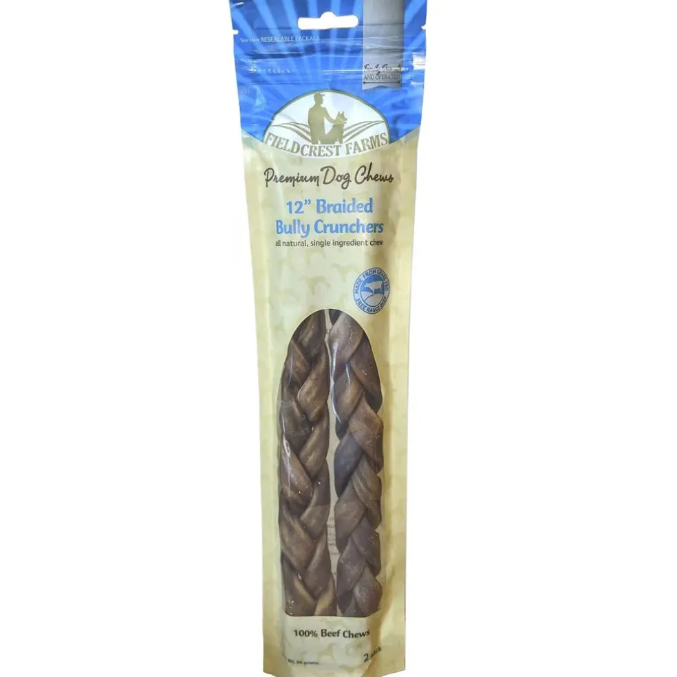 Fieldcrest Farms Premium Dog Chews 12" Braided Bully Crunchers