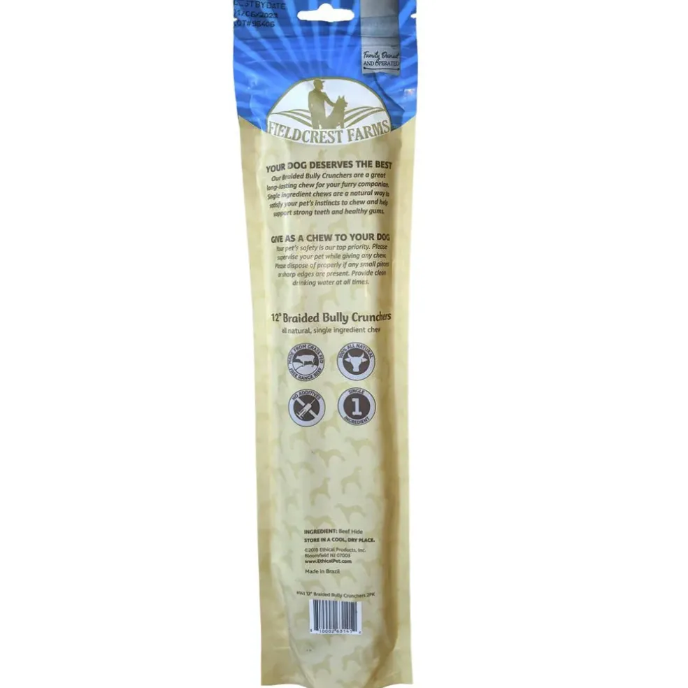 Fieldcrest Farms Premium Dog Chews 12" Braided Bully Crunchers