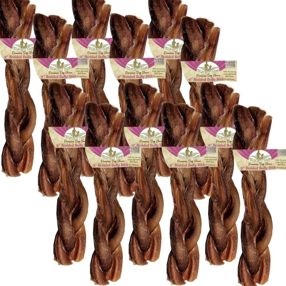 Fieldcrest Farms Premium Dog Chews 9" Braided Bully Stick