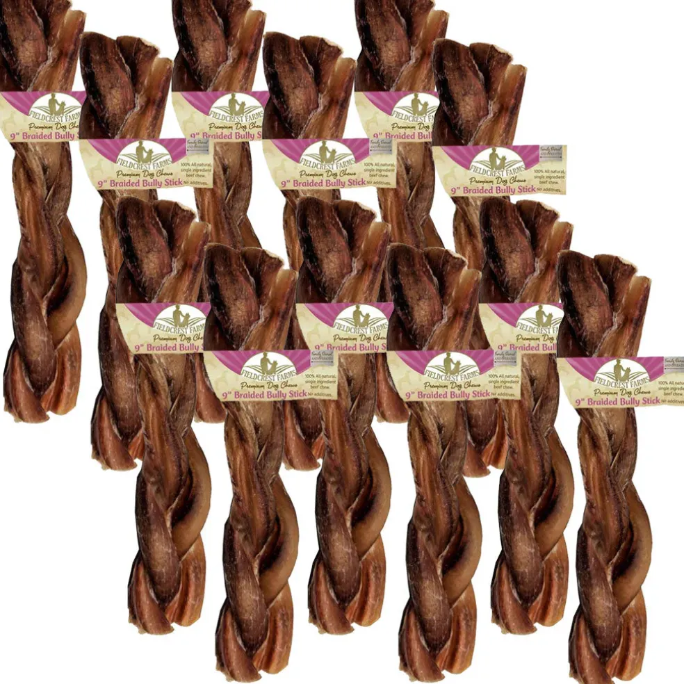 Fieldcrest Farms Premium Dog Chews 9" Braided Bully Stick