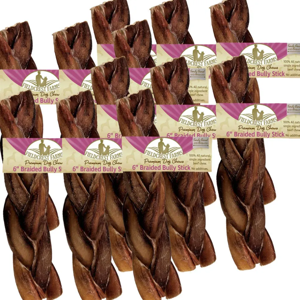 Fieldcrest Farms Premium Dog Chews 6" Braided Bully Stick