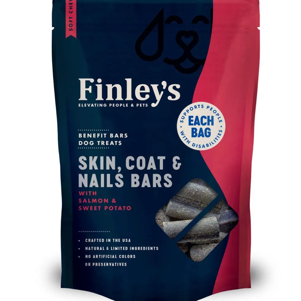 Finley's Barkery Skin, Coat & Nails Bars Dog Treats Salmon & Sweet Potato, 6-oz