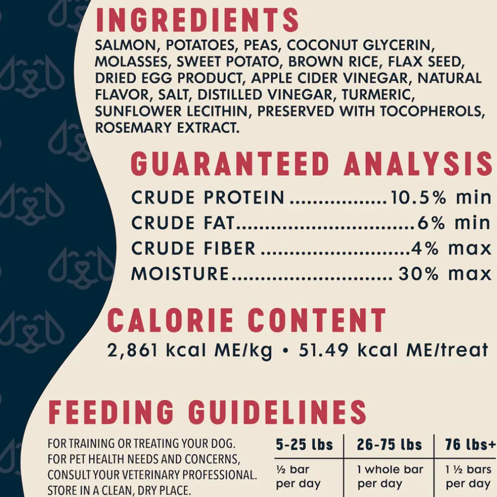 Finley's Barkery Skin, Coat & Nails Bars Dog Treats Salmon & Sweet Potato, 6-oz