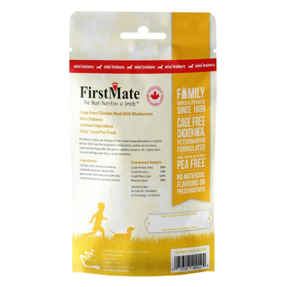 FirstMate Cage Free Chicken Meal & Blueberries Mini Trainers Grain Free Dog Treats (8 oz)
