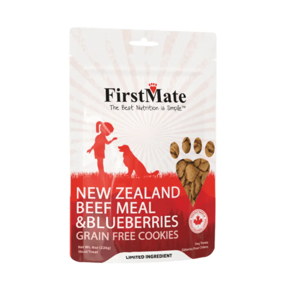 FirstMate New Zealand Beef Meal & Blueberries Grain Free Dog Treats (8 oz)