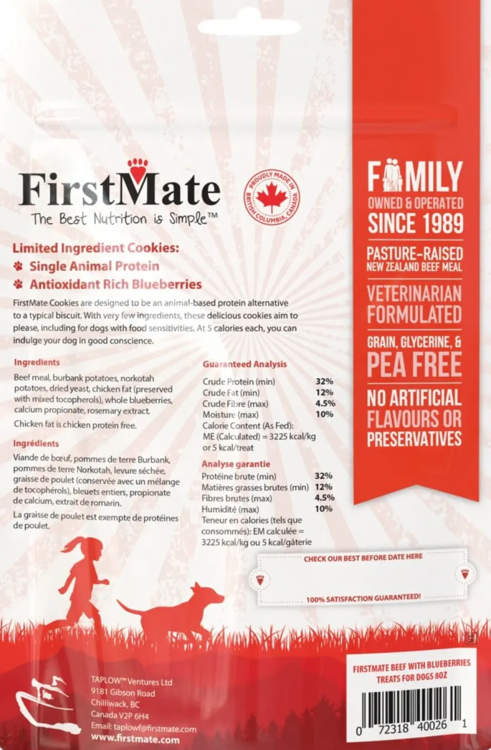 FirstMate New Zealand Beef Meal & Blueberries Grain Free Dog Treats (8 oz)