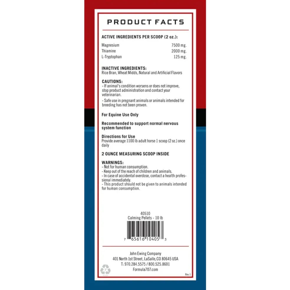Formula 707 Calming Apple Flavored Pellet Supplement for Horses