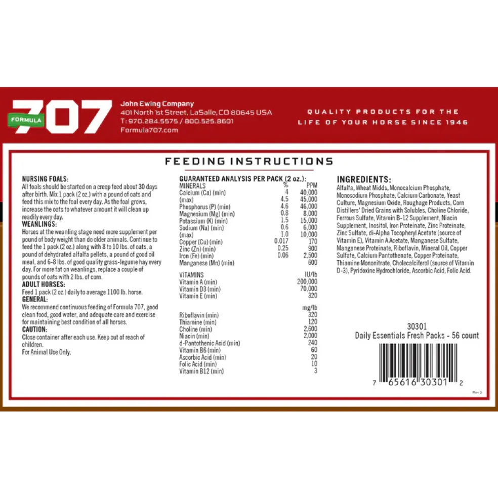 Formula 707 Daily Essentials Daily Fresh Packs For Horse Supplement (56 Day Supply)