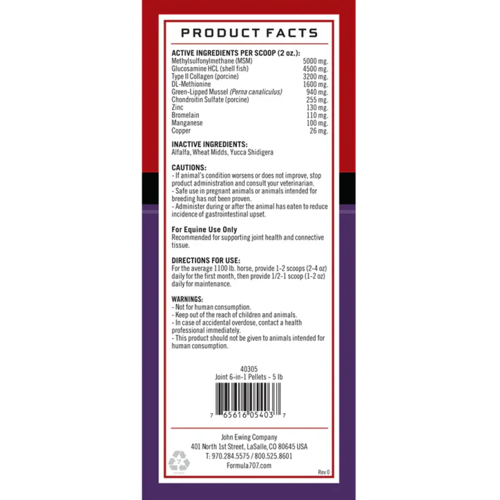 Formula 707 Joint 6-in-1 Pellets Horse Supplement