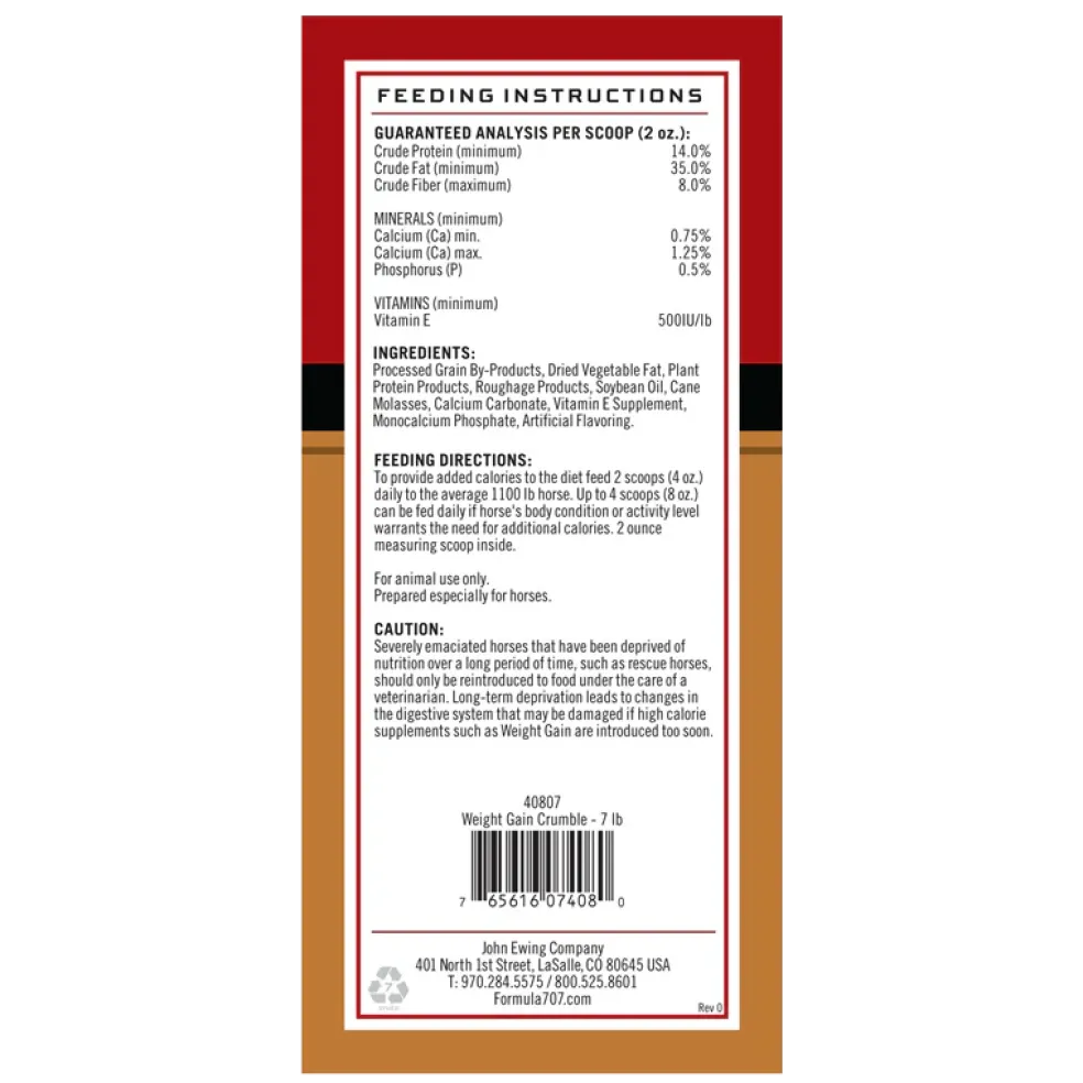 Formula 707 Weight Gain Supplement for Horses