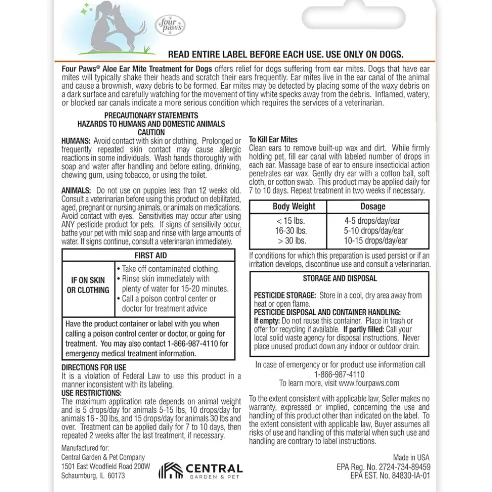 Four Paws Healthy Promise Aloe Ear Mite Treatment For Dogs (0.75 oz)