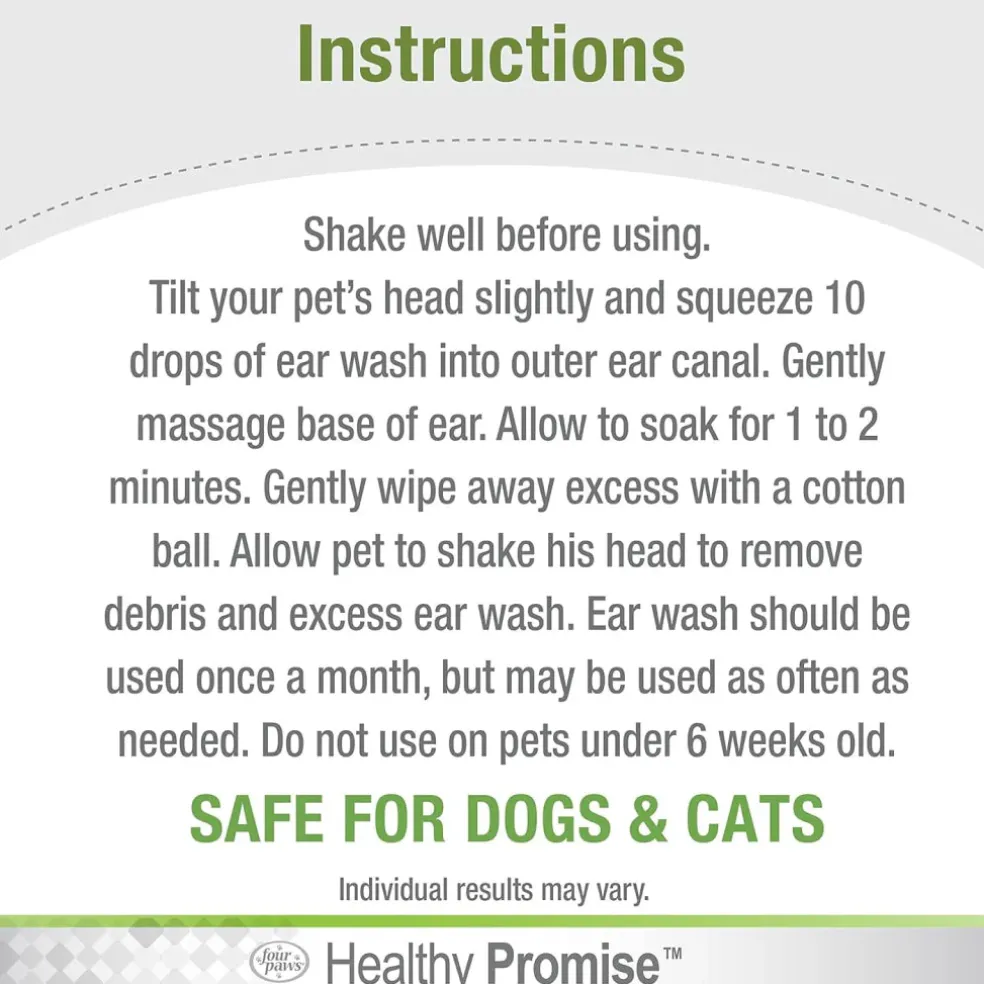 Four Paws Healthy Promise Ear Wash for Dogs & Cats (4 oz)