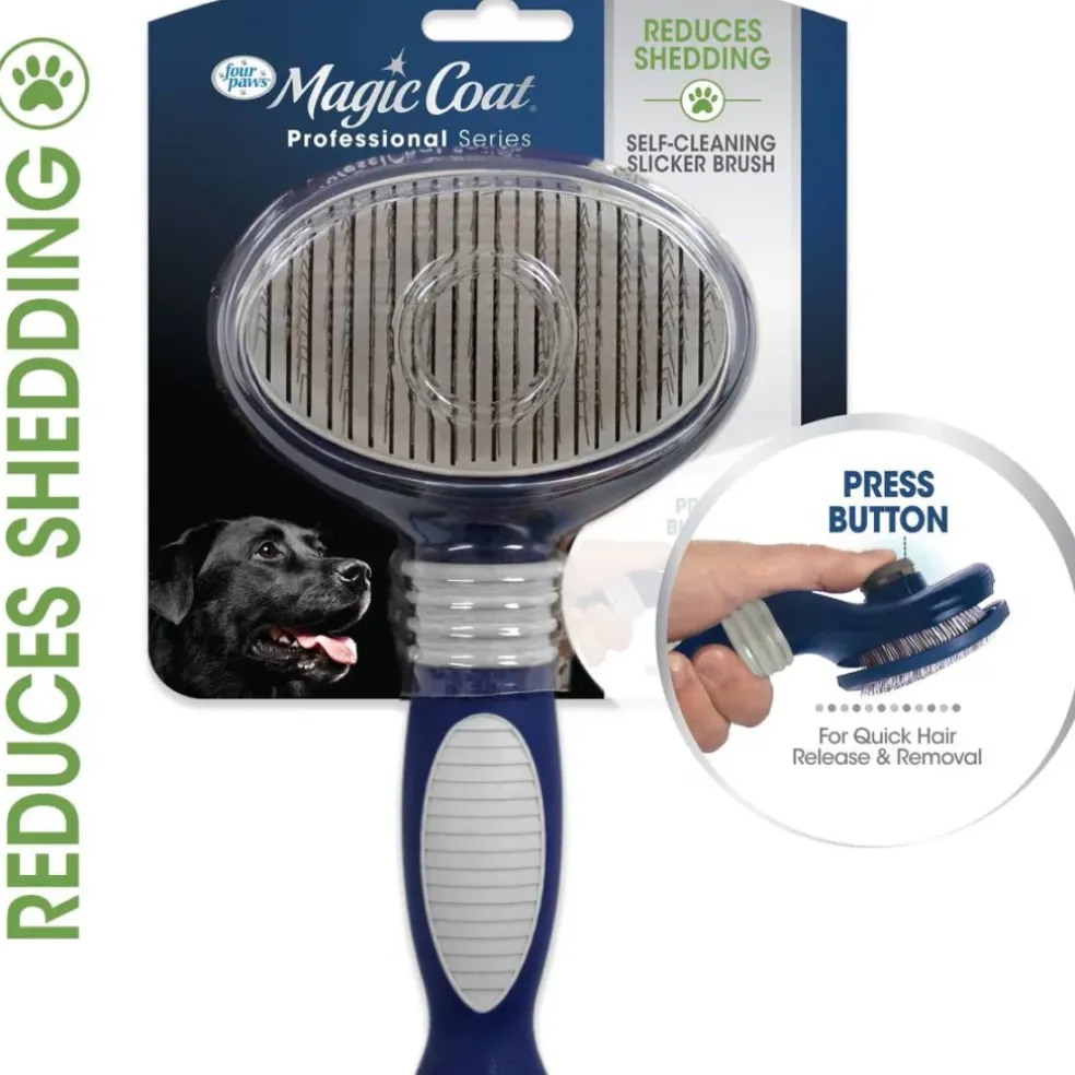 Four Paws Magic Coat Professional Series Self-Cleaning Slicker Brush For Pets