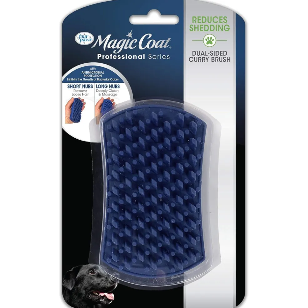 Four Paws Magic Coat Professional Series Dual-Sided Curry Brush for Dogs