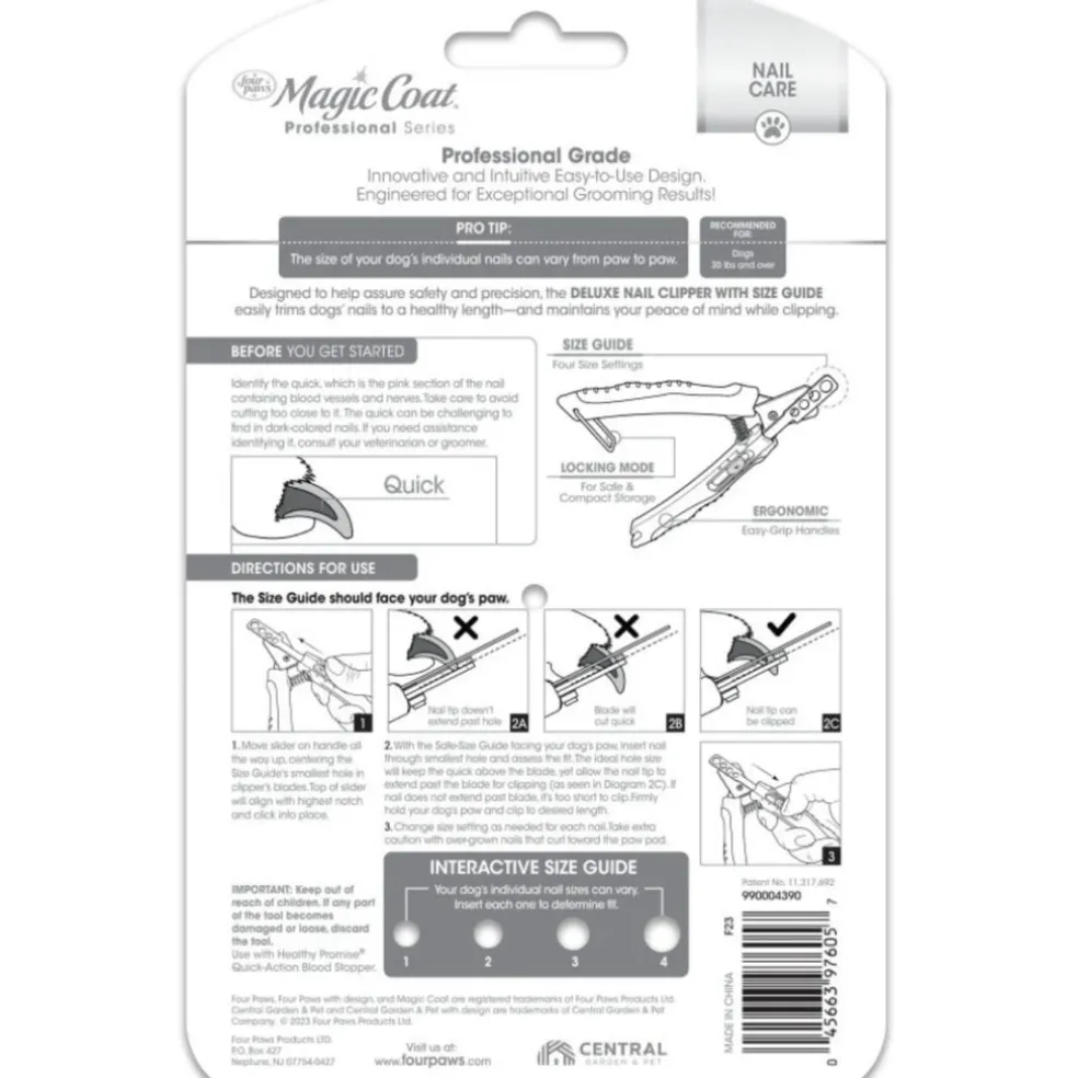 Four Paws Magic Coat Professional Series Deluxe Nail Clipper For Dogs - With Size Guide