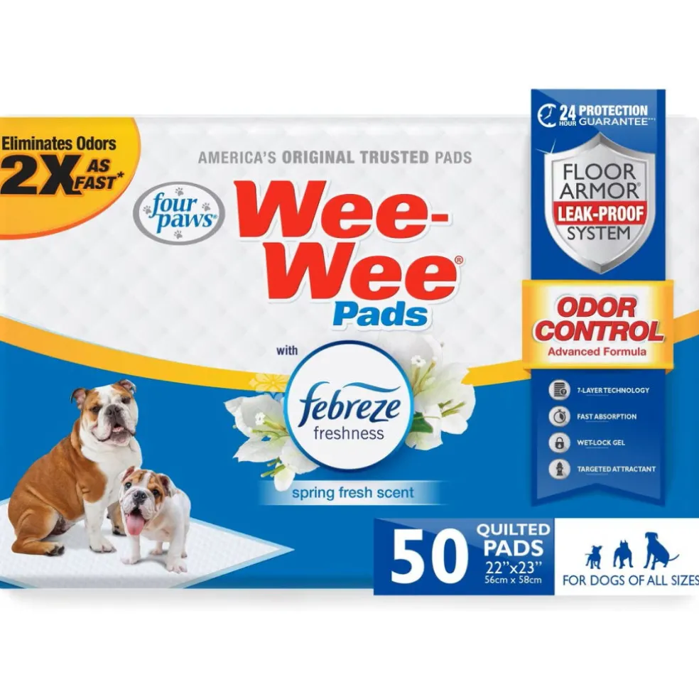 Four Paws Wee-Wee Odor Control Dog Training Pads with Febreze Freshness- 22x23"