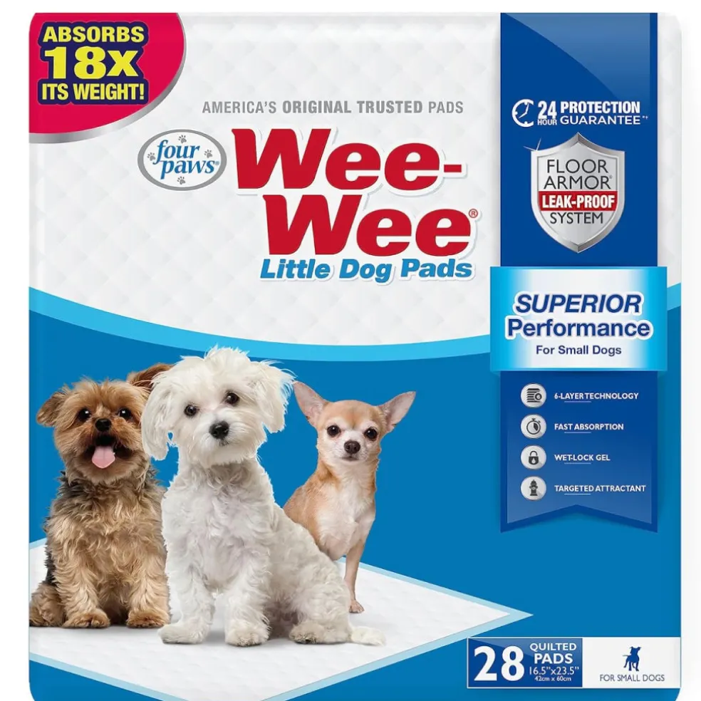 Four Paws Wee-Wee Superior Performance Little Dog Pee Pads- 16.5 x 23.5 in (28 count)