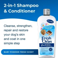 Fresh 'n Clean 2-in-1 Conditioning Shampoo For Dogs- Baby Powder Scent (18 oz)