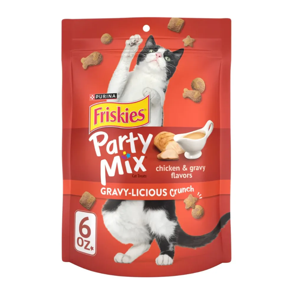 Friskies Party Mix Gravy-Licious Crunch Chicken & Gravy Cat Treats