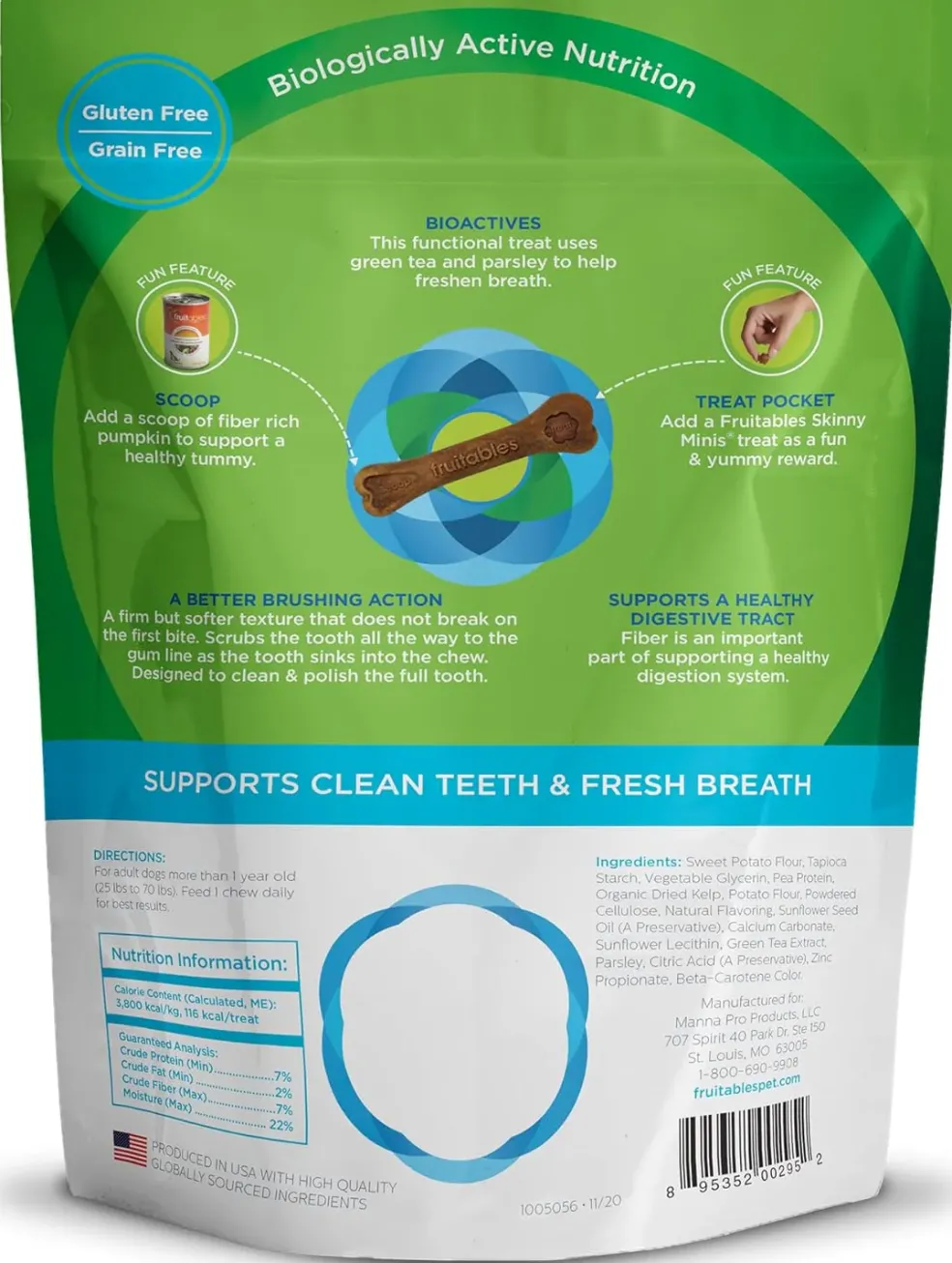 Fruitables BioActive Fresh Mouth Dental Chews For Medium Dogs (10 chews)