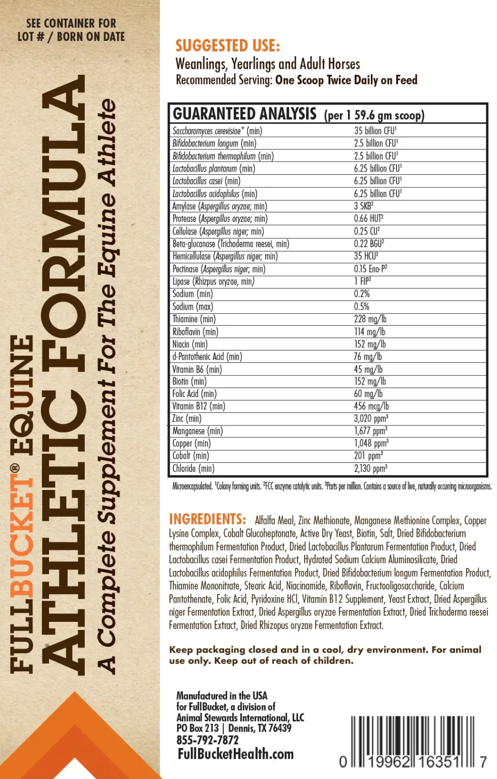 FullBucket Equine Athletic Formula (8 lb, 60 servings)