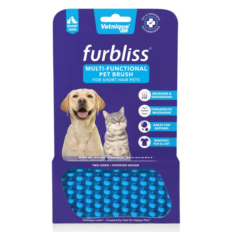 Furbliss Brush Blue Small Pets with Short Hair Deshedding, Massaging, Bathing & Grooming For Dogs & Cats