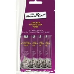 Fussie Cat Chicken in Goat Milk Puree Lickable Cat Treats, 0.5-oz x 4-tubes