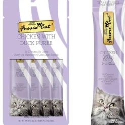 Fussie Cat Chicken with Duck Puree Lickable Cat Treats, 0.5-oz x 4-tubes