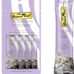 Fussie Cat Chicken with Duck Puree Lickable Cat Treats, 0.5-oz x 4-tubes