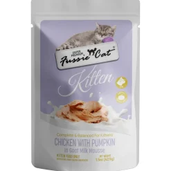 Fussie Cat Chicken with Pumpkin in Goat Milk Mousse Kitten Pouch, 1.5-oz case of 12