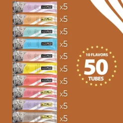 Fussie Cat 10 Flavors Variety Lickable Cat Treats, 0.5-oz tube, 50 count