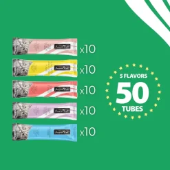Fussie Cat 5 Flavors Variety Lickable Cat Treats, 0.5-oz tube, 50 count