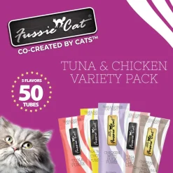 Fussie Cat 5 Flavors Variety Lickable Cat Treats, 0.5-oz tube, 50 count