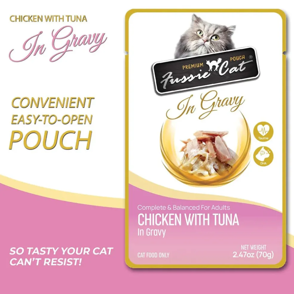 Fussie Cat Premium Chicken with Tuna in Gravy Wet Cat Food, 2.47-oz