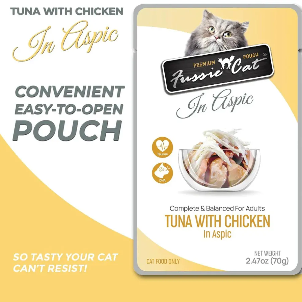 Fussie Cat Premium Tuna with Chicken in Aspic Wet Cat Food, 2.47-oz pouch