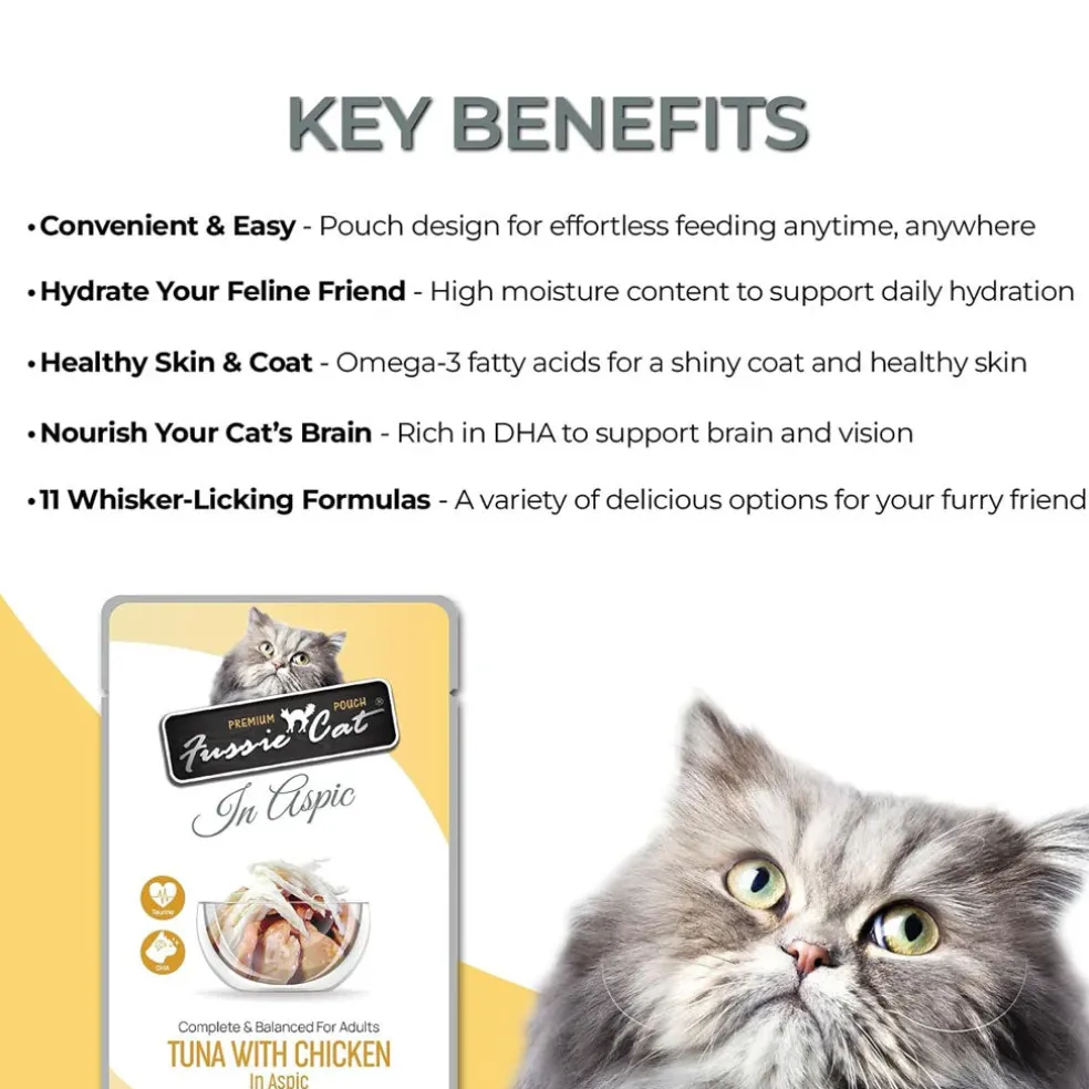 Fussie Cat Premium Tuna with Chicken in Aspic Wet Cat Food, 2.47-oz pouch