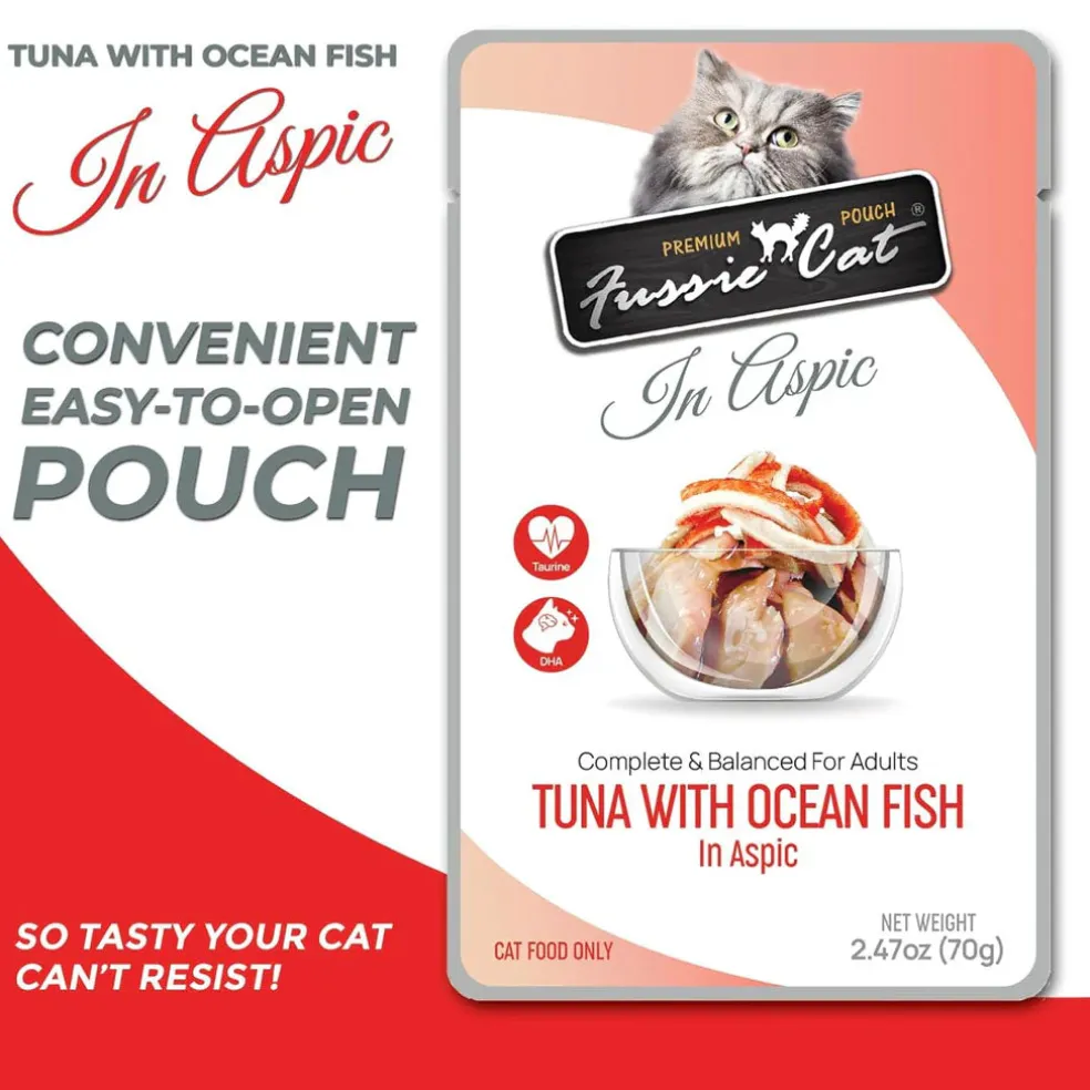 Fussie Cat Premium Tuna with Ocean Fish in Aspic Wet Cat Food, 2.47-oz pouch