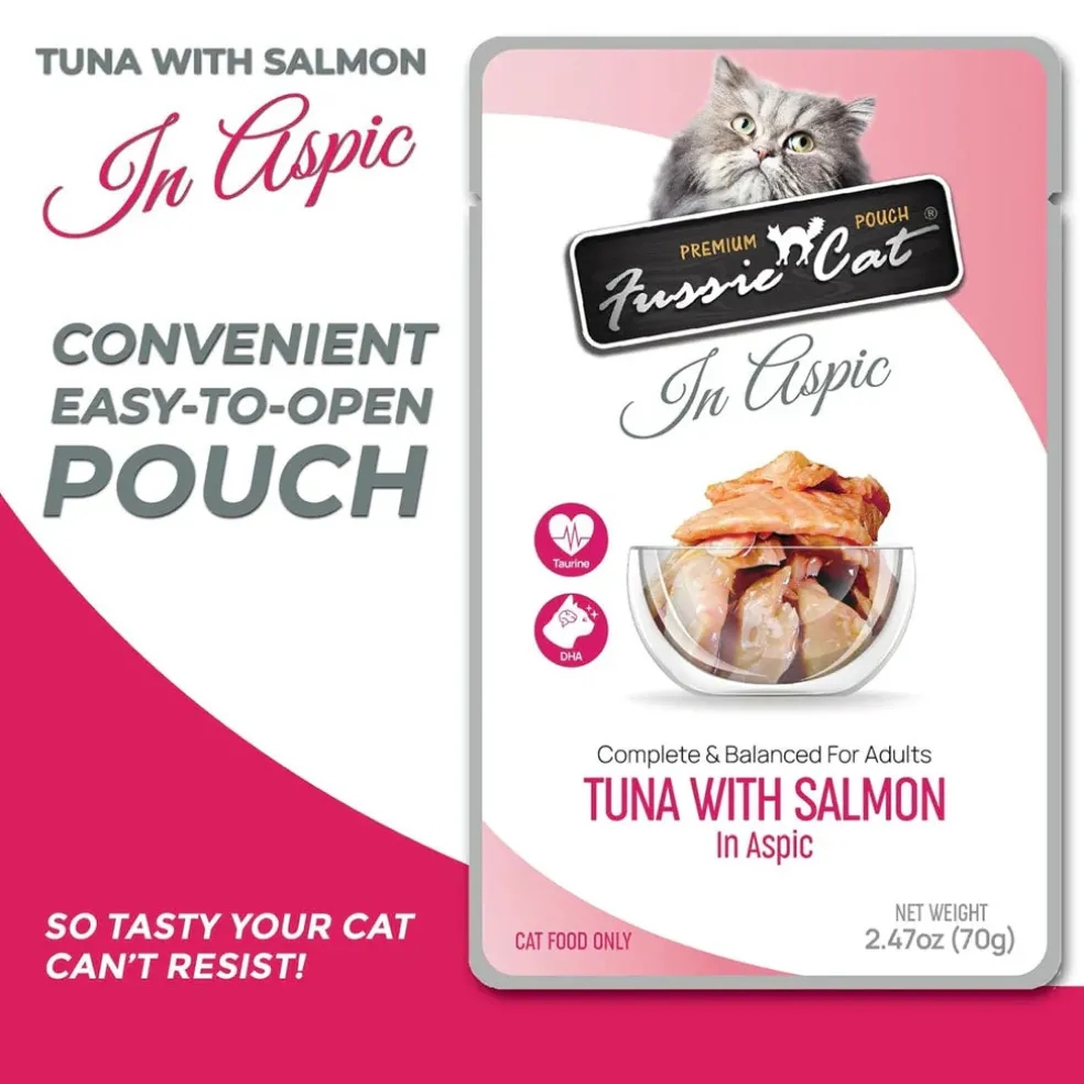 Fussie Cat Premium Tuna with Salmon in Aspic Wet Cat Food, 2.47-oz pouch