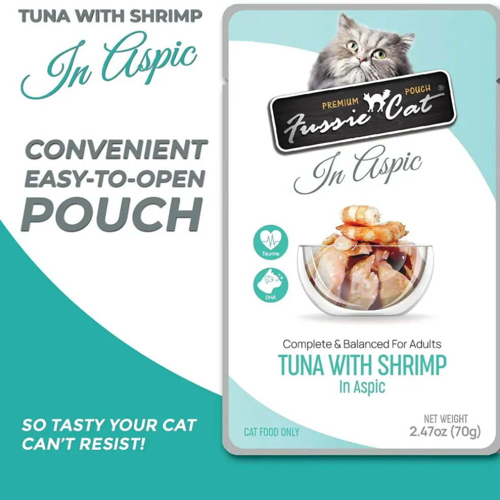 Fussie Cat Premium Tuna with Shrimp in Aspic Wet Cat Food, 2.47-oz pouch